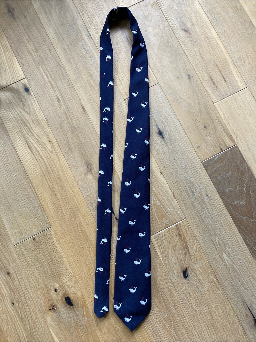 Vintage Prince Consort Navy Blue Whale Novelty Tie 100% Polyester Retro